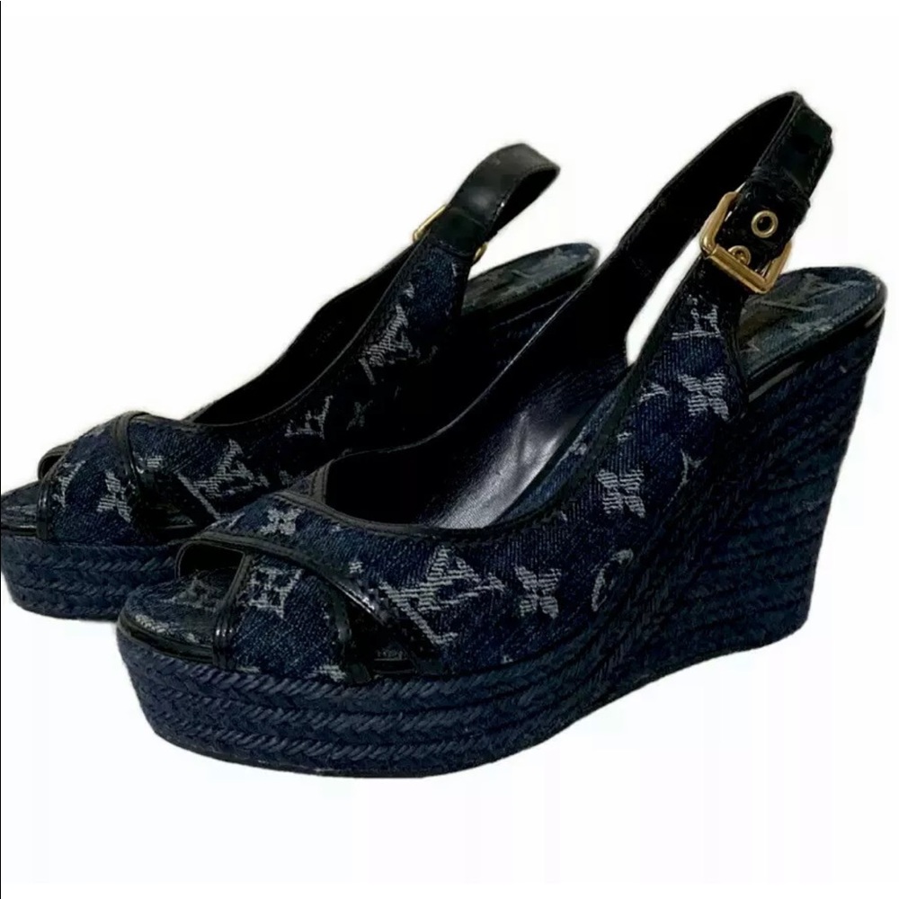 Louis Vuitton Monogram Espadrille Wedge Sandals